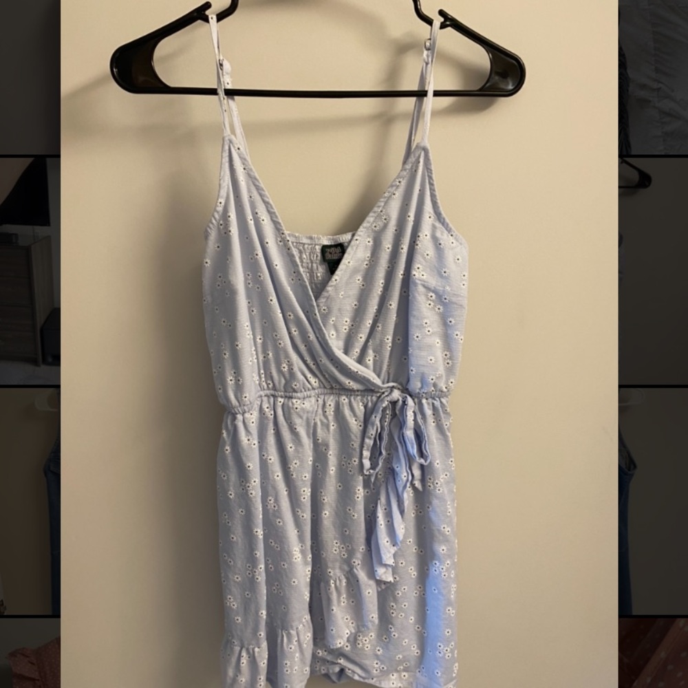 Target wild fable romper-blue with flowers